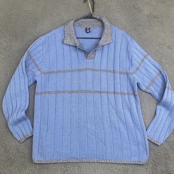 Vintage Levis Sweater Mens Large Blue Knit Pullover USA Acrylic Retro 90s - Picture 1 of 6